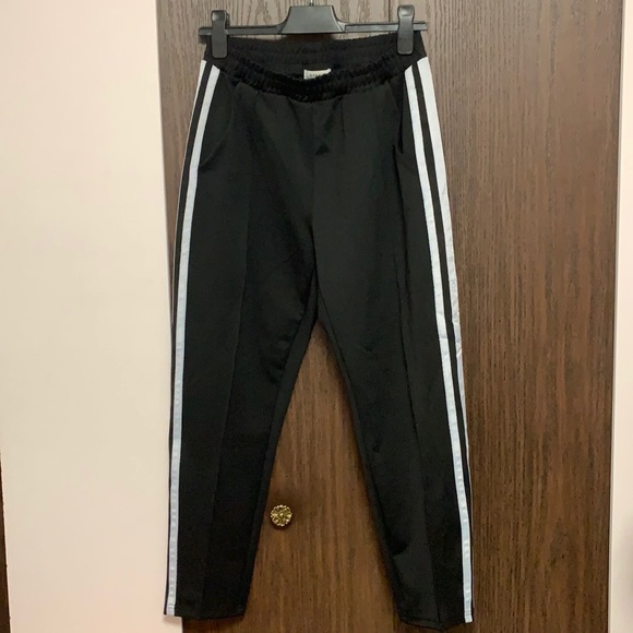 Garage Black Track Pants with White Stripes - Picture 1 of 3